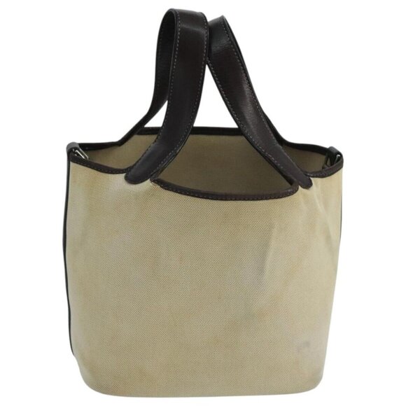 HERMES Picotan PM Hand Bag Canvas Beige Auth - Picture 1 of 14